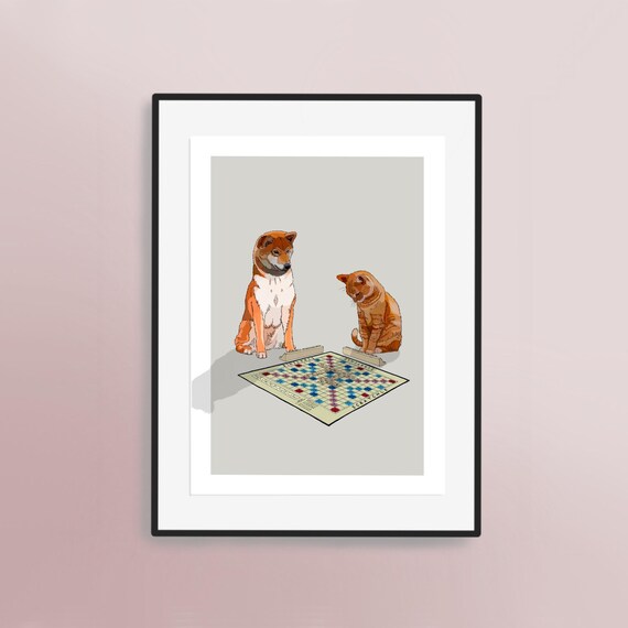 Cluedo Dogs! Print (Clawdo?) Shiba Inu, Pomeranian - Hand Drawn Dog Artwork - Home Decor | Animal Wall Art | Pet Print