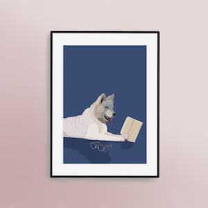 The Bright, White Swiss Shepherd Dog | Hand Drawn Artwork - Home Decor | Animal Wall Art | Cute Pet Print | Nursery | Dog Lovers | Gift