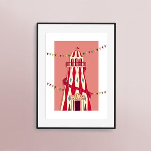 Die Kirmes - Auswahl von drei Drucken - Handgezeichnetes Kunstwerk - Kinderzimmer | Jahrmarkt Rummelplatz | Karussell Helter Skelter Stuhlschaukel Schaukeln
