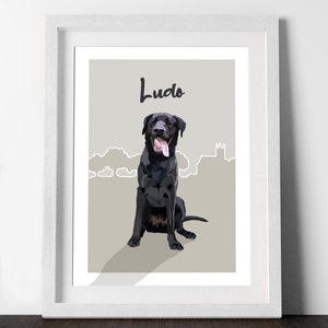 Black Labrador Customisable Print | Hand Drawn Dog Artwork | Animal Wall Art | Cute Pet Print | Nursery | Dog Lovers | (Lab Retriever) Gift
