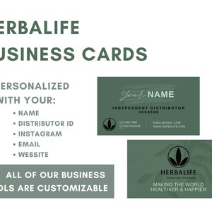 HERBALIFE Business Cards Printed Style: Dark Green for Independent Distributors image 2