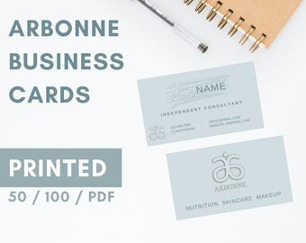 ARBONNE Business Cards Printed (Style: Light Blue Green) for Independent Consultants