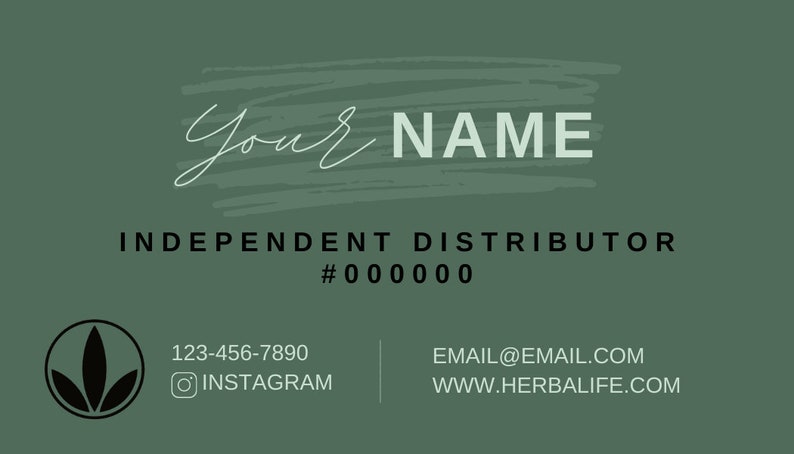 HERBALIFE Business Cards Printed Style: Dark Green for Independent Distributors image 3