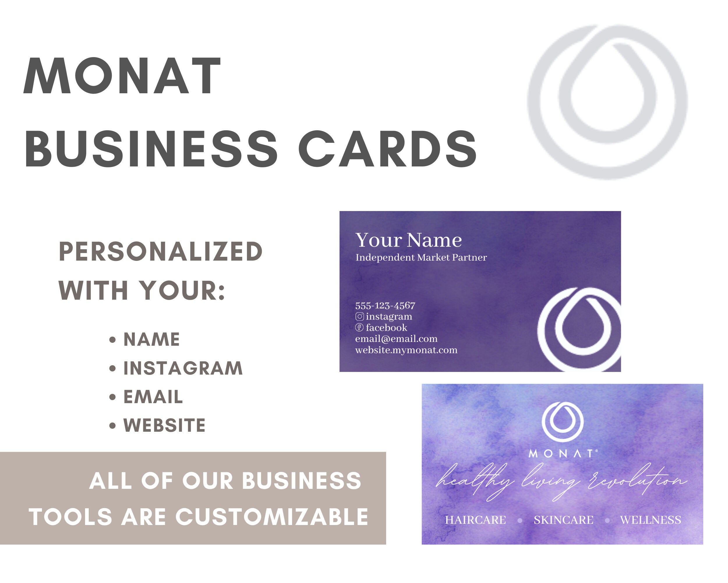 MONAT Business Cards Printed style: Dark Purple Professional - Etsy