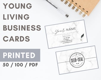 YOUNG LIVING Business Cards Printed (Style: White Black Marble) for Independent Distributors
