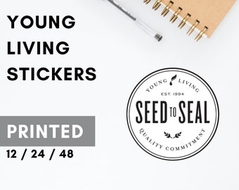 Young Living Stickers Printed (Style: Black and White Seed to Seal) for Independent Distributors of YL