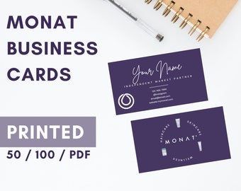 MONAT Business Cards Printed (Style: Purple Logo-Products) for Market Partners