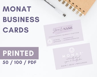 MONAT Business Cards Printed (Style: Light Purple Original) for Market Partners