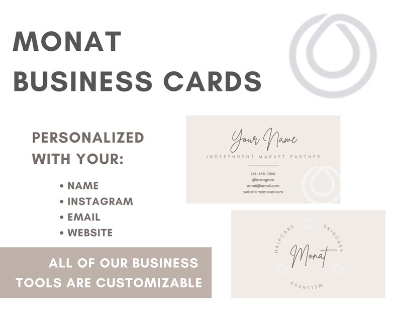 MONAT Business Cards Printed Style: Tan Circle for Market Partners image 2