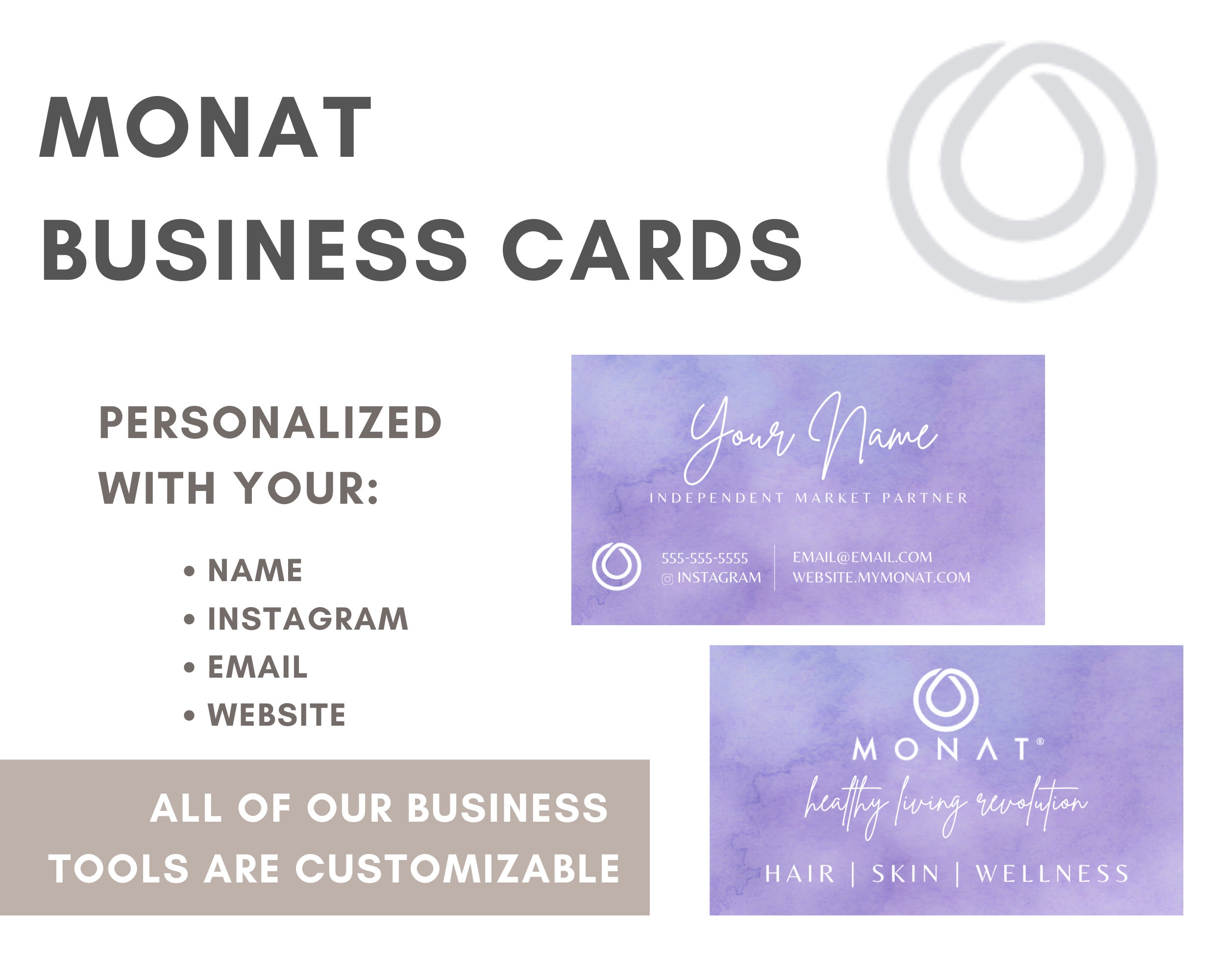 MONAT Business Cards Printed style: Purple Tye Dye for - Etsy