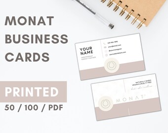 MONAT Business Cards Printed (Style: Dark Pink Circle) for Independent Market Partners and Shampoo Dealers