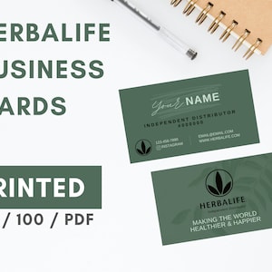 HERBALIFE Business Cards Printed Style: Dark Green for Independent Distributors image 1