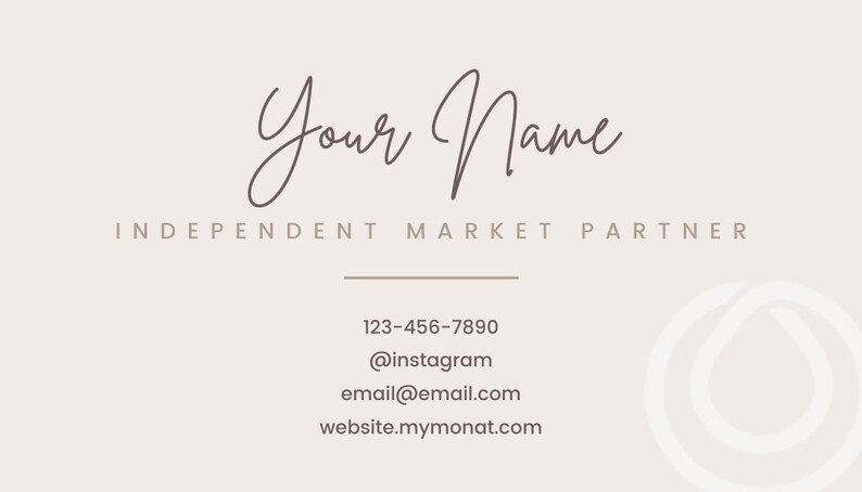 MONAT Business Cards Printed Style: Tan Circle for Market Partners image 3