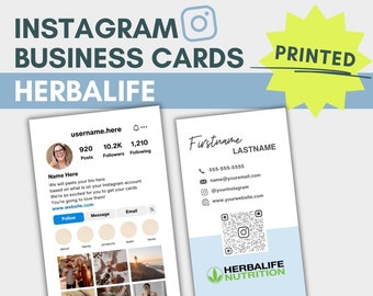 Herbalife Instagram Business Cards 2024 for Independent Distributor, MLM, Network Marketing, IG Creator | QR code Card Custom Printed pdf