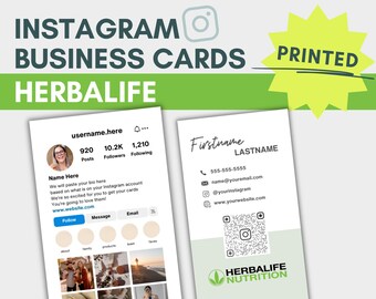 Herbalife Instagram Business Cards 2024 for Independent Distributor, MLM, Network Marketing, IG Creator | QR code Card Custom Printed pdf