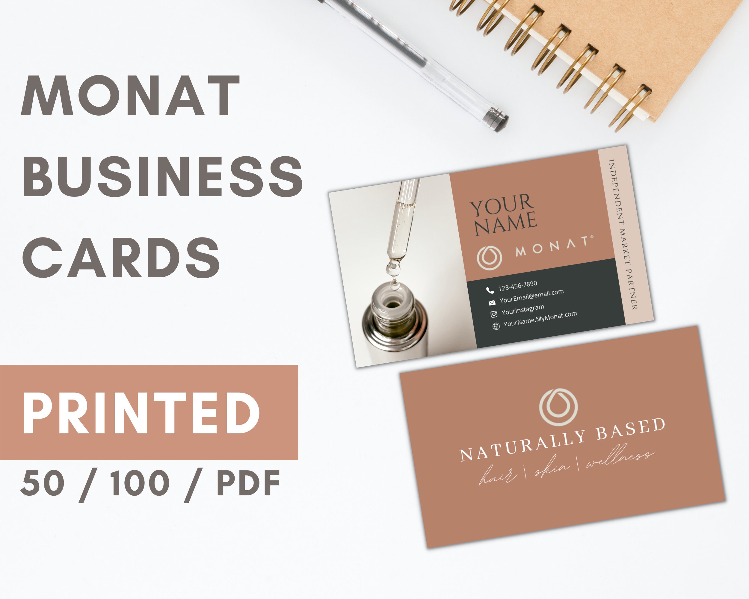 MONAT Business Cards Printed style: Orange Rejuveniqe for - Etsy