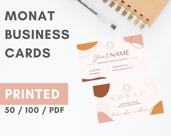 MONAT Business Cards Printed (Style: Orange Pink Abstract) for Market Partners