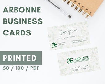 ARBONNE Business Cards Printed (Style: Green Leaves) for Independent Consultants