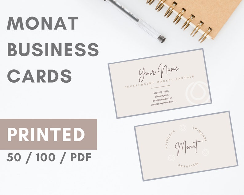 MONAT Business Cards Printed Style: Tan Circle for Market Partners image 1
