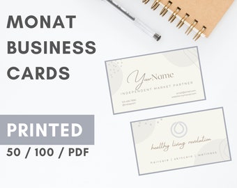 MONAT Business Cards Printed (Style: Gray Tan Abstract) for Market Partners