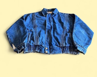 Chaqueta vaquera estilo motociclista Vintage Urban Equipment, azul, para hombre, talla L, acolchada y forrada.