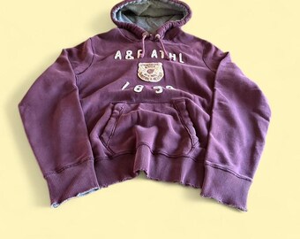 Sudadera con capucha estilo vintage Y2K de Abercrombie & Fitch, corte ajustado, color burdeos, talla 2XL para hombre.