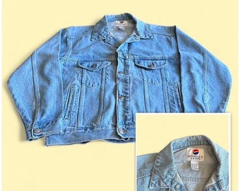 Chaqueta vaquera vintage Pepsi azul claro para hombre, talla S, estilo camionero, fabricada en EE. UU.