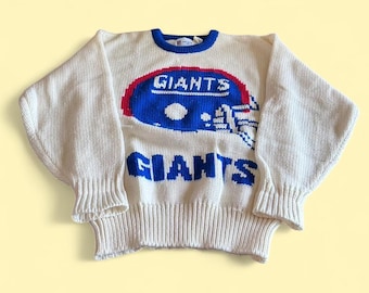 Vintage NY Giants Sweater Wool Blend Helmet Logo White Men’s S Cliff Engle