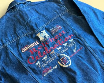 Chaqueta vaquera vintage Reichert Celebration Horse Show para hombre, talla L, estilo rodeo.