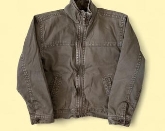 Chaqueta Aeropostale estilo militar vintage, color verde, talla L para hombre, acolchada y forrada.