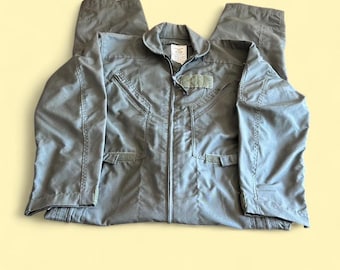 Vintage Military Flyer’s Fire Resistant Flight Coveralls Olive Green 38 Short