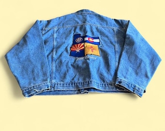 Chaqueta vaquera vintage IMUS Four Corners azul para hombre, talla XL, forrada de franela, estilo western.