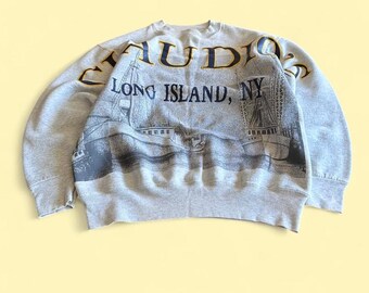 Sudadera cruzada vintage de Long Island, NY, gris, para mujer, talla M, turista.