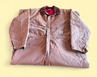 Mono de trabajo Carhartt vintage de lona marrón, talla 44R, fabricado en EE. UU.