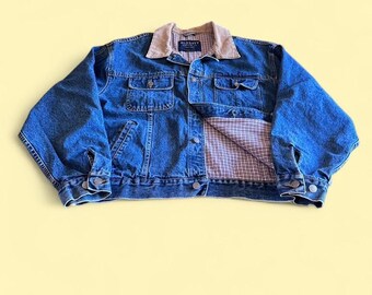 Chaqueta vaquera vintage Old Navy con cuello de pana, talla XL para hombre, corte holgado.