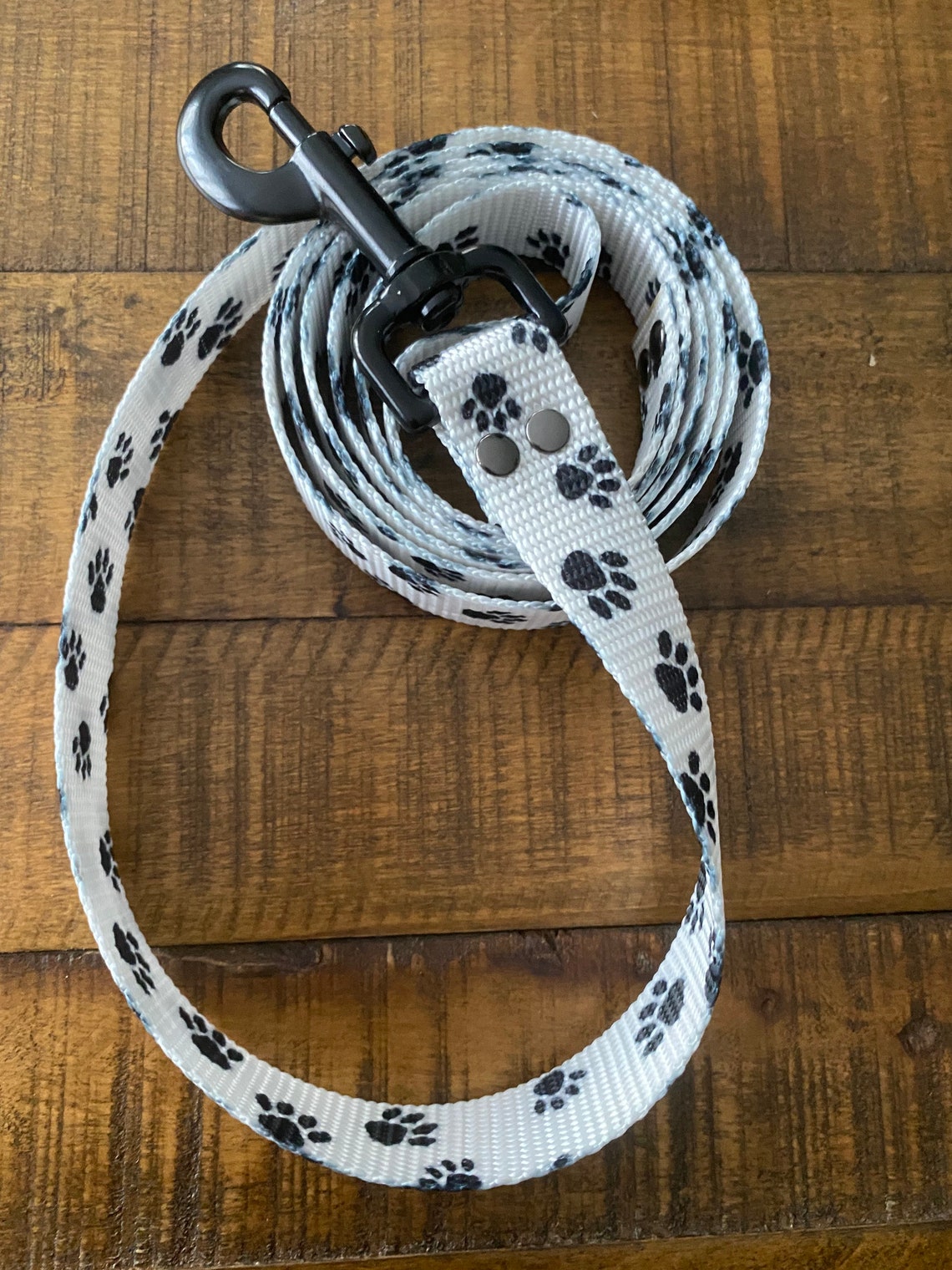 6ft Dog Leash / Lead white & black paw Print Pattern Dogs Etsy