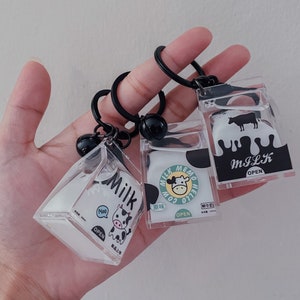Leuke melkkarton sleutelhanger, schattige sleutelhanger, esthetische sleutelhanger, schattige sleutelhanger, schattige tas sleutelhanger