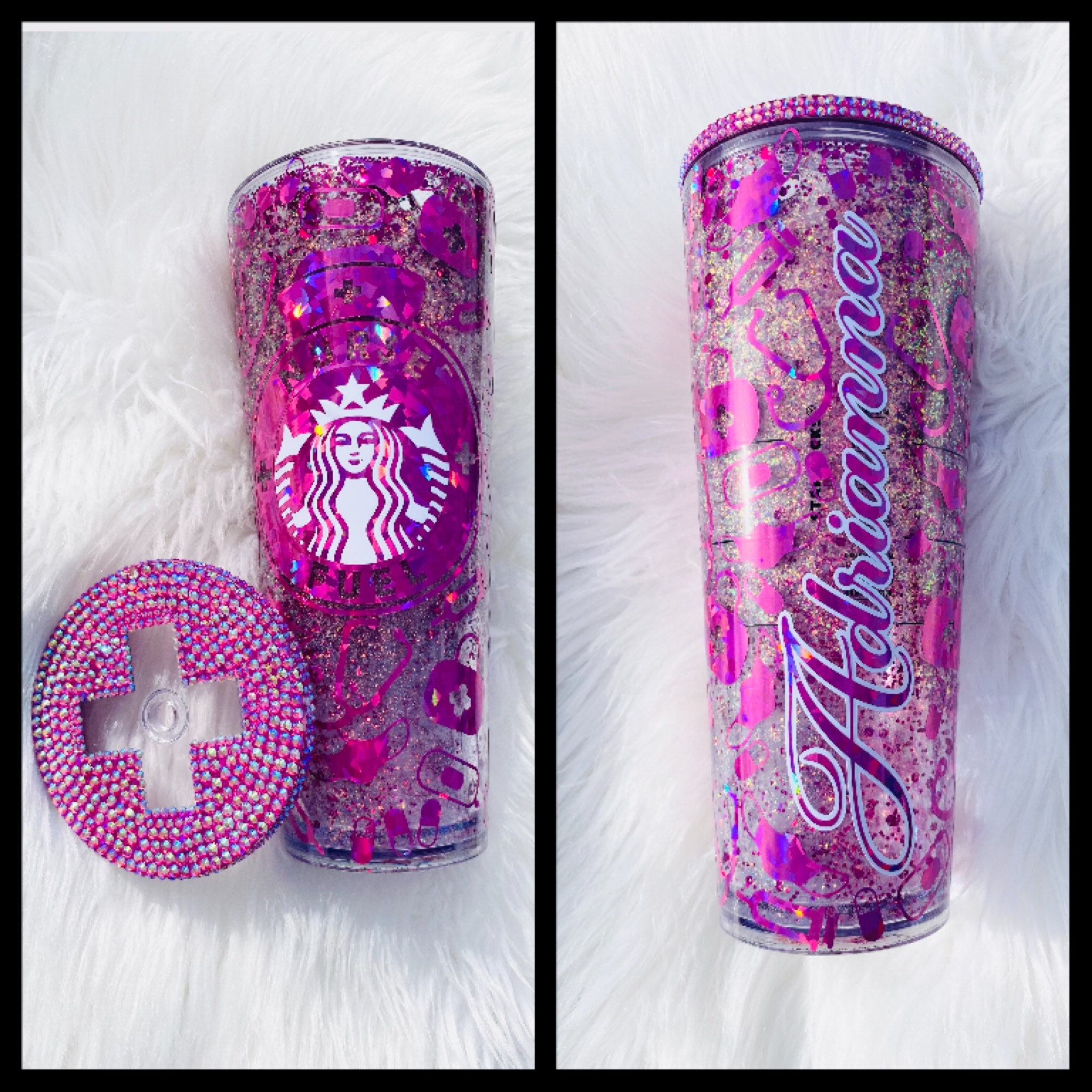 Snowglobe Starbucks Pink drink Pink Tumbler - Starbucks insulated glit –  Pink Fashion Nyc