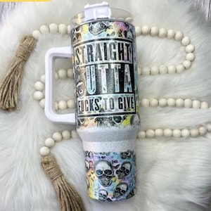 40oz  Dupe with handle, 40oz handle tumbler,Rainbow Dreams & Unapologetic Vibes 40oz Sublimation Tumbler - Straight Outta Fks