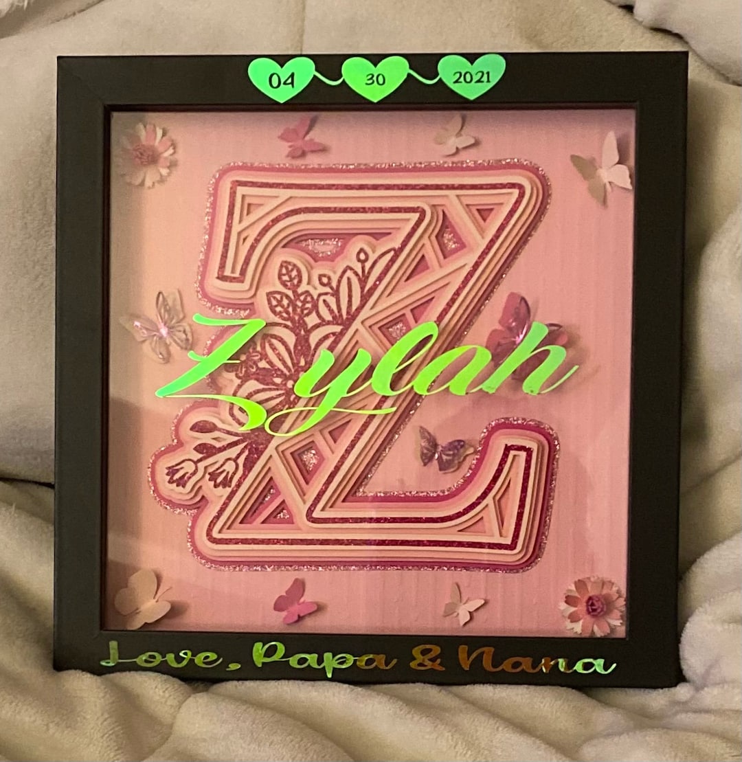 3D Layered Letter Shadow Box, Nursery Decor, Bedroom Decor, Bday Gift
