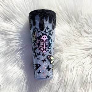 24oz Starbucks,Butterfly Bling Drip Starbucks Tumber, Starbucks Drip Tumbler, Starbucks Bling Tumbler,Gifts for her, Starbucks Pastel Tumble
