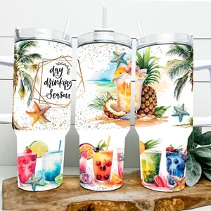 40oz Dupe with handle, 40oz handle tumbler, Stanley Dupe, Day Drinking Paradise 40oz Sublimation Tumbler