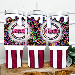 40oz  Dupe with handle, 40oz handle tumbler,  Sweet Disaster 40oz Candy Shop Sublimation Tumbler