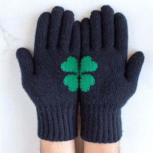 Black Winter Gloves For Men St Patricks Day Gift image 1