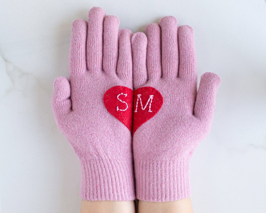 Personalized Pink Winter Gloves Gift for Women Etsy UK