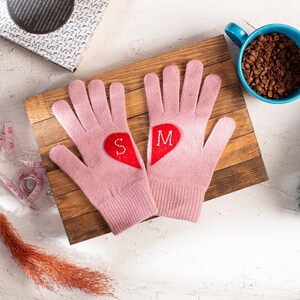 Personalized Pink Winter Gloves Gift For Women image 2