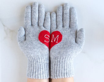 Muttertagsgeschenk - Personalisierte Graue Handschuhe für Sie und Ihn