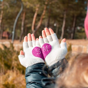 Personalized Ivory White Mittens for Women image 10