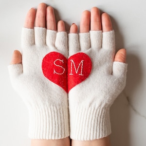 Personalized Fingerless Gloves with Heart