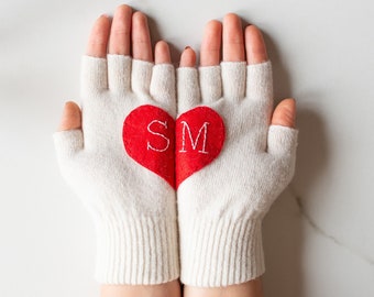 Personalized Fingerless Gloves with Heart